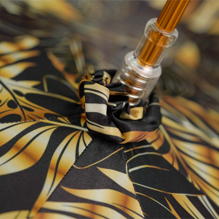 Golden Bamboo Umbrella with Exquisite Botanical Lining