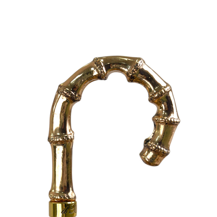 Golden Bamboo Umbrella with Exquisite Botanical Lining