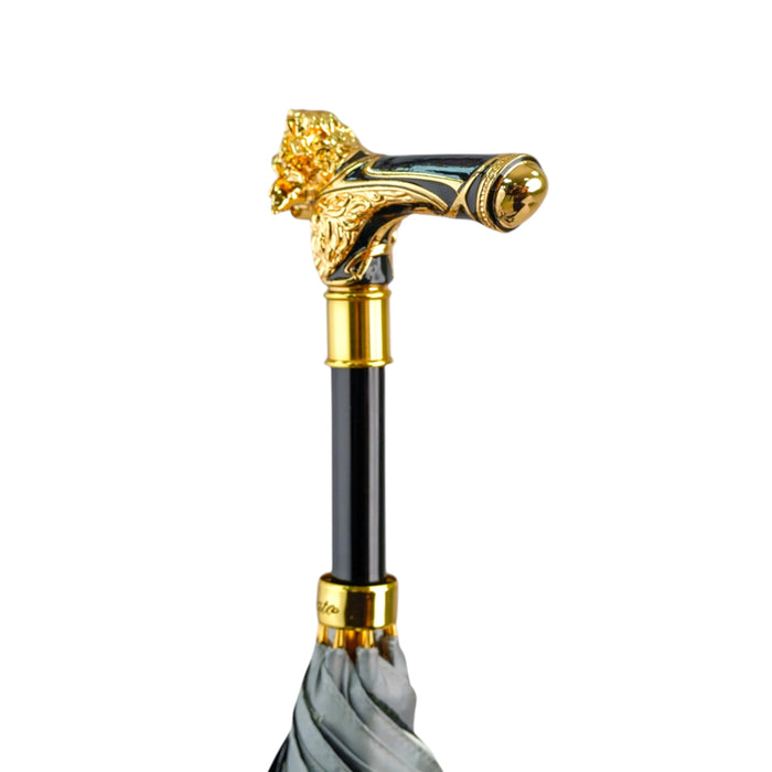 Elegant Lion Handle Umbrella – 24K Gold, Handmade in Italy