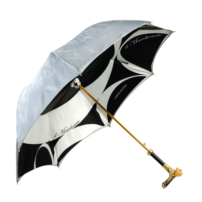Elegant Lion Handle Umbrella – 24K Gold, Handmade in Italy