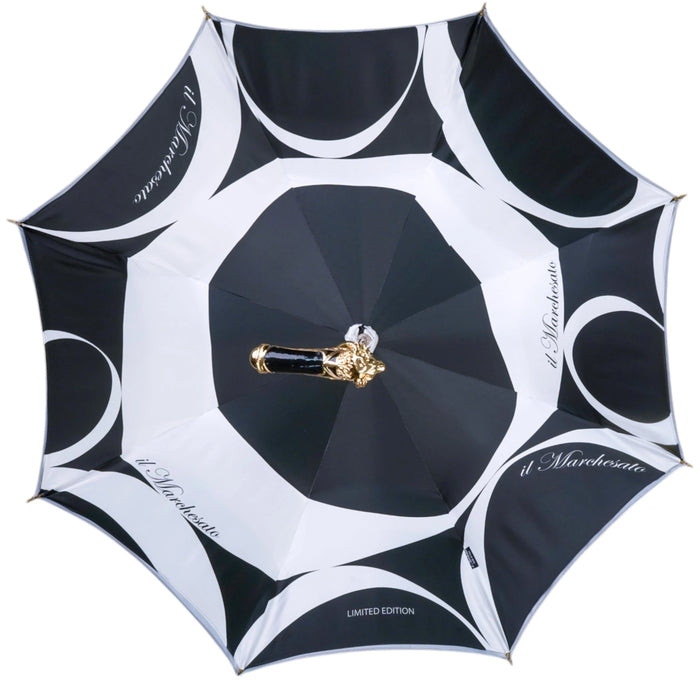 Elegant Lion Handle Umbrella – 24K Gold, Handmade in Italy