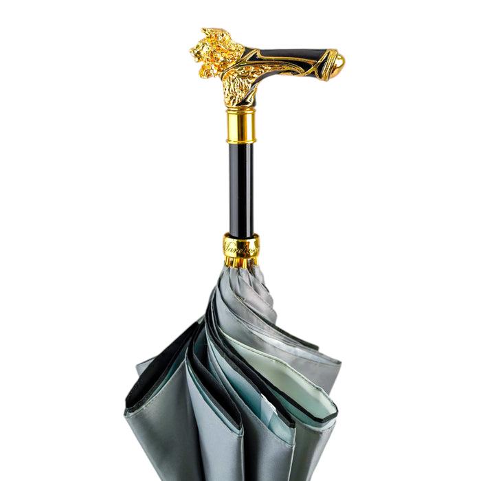 Elegant Lion Handle Umbrella – 24K Gold, Handmade in Italy