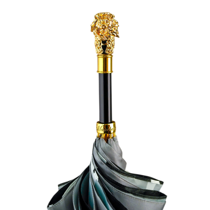 Elegant Lion Handle Umbrella – 24K Gold, Handmade in Italy