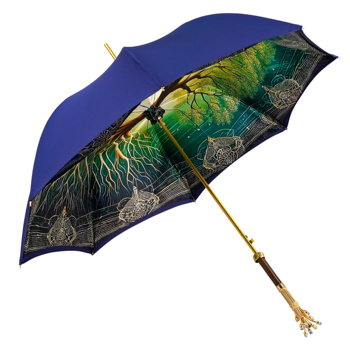 Women's Premium Umbrella – Satin, 24K Gold Handle, Crystals