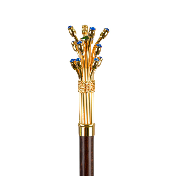 Women's Premium Umbrella – Satin, 24K Gold Handle, Crystals