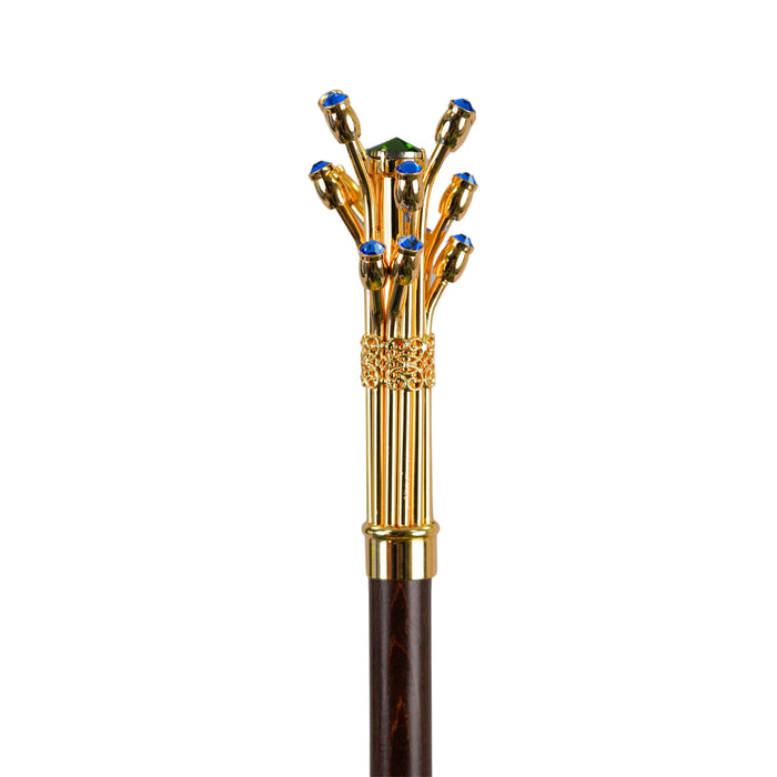 Women's Premium Umbrella – Satin, 24K Gold Handle, Crystals