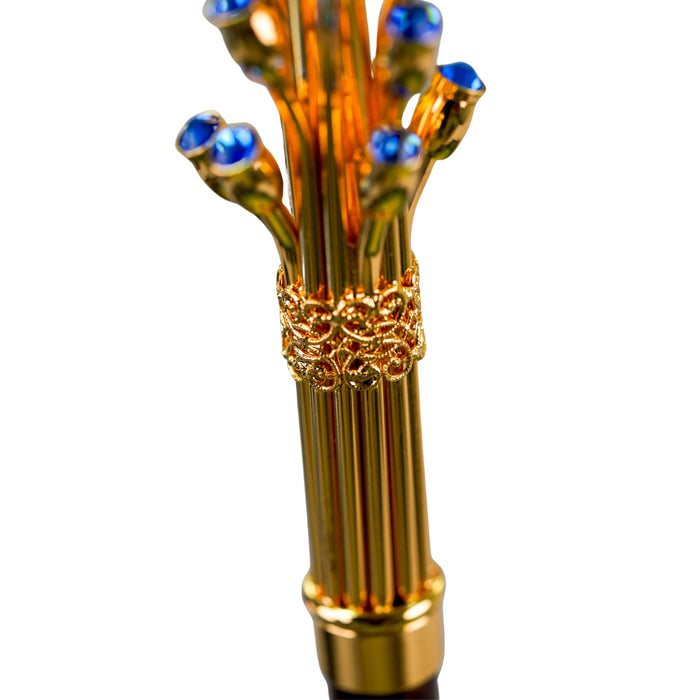 Women's Premium Umbrella – Satin, 24K Gold Handle, Crystals