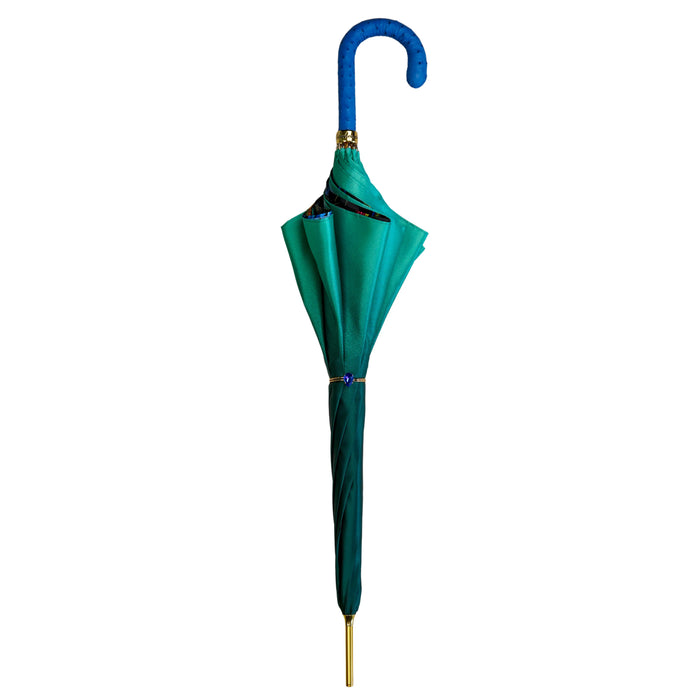 Luxury Peacock Umbrella – Exotic Feathers & Ostrich Leather Grip