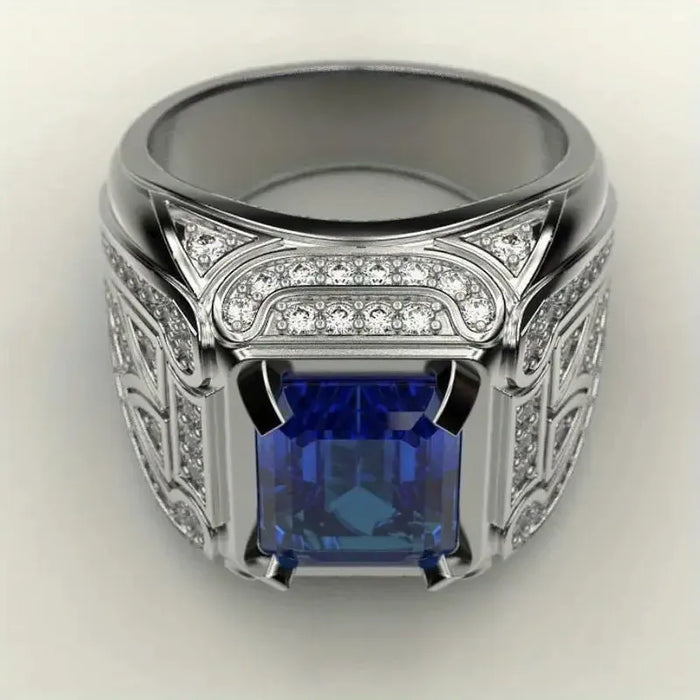 Luxury Retro Ring with Synthetic Sapphire – Stylish Accessory