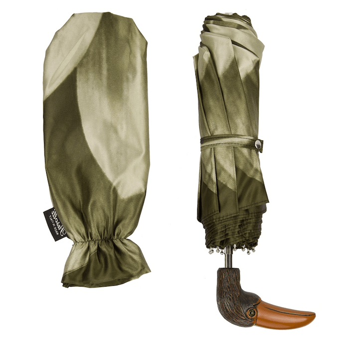 Toucan Green Floral Designer Folding Umbrella