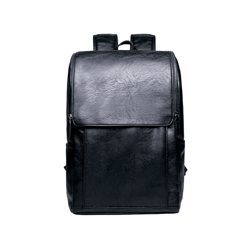 Leather Waterproof Traveling Fashion Black Backpack