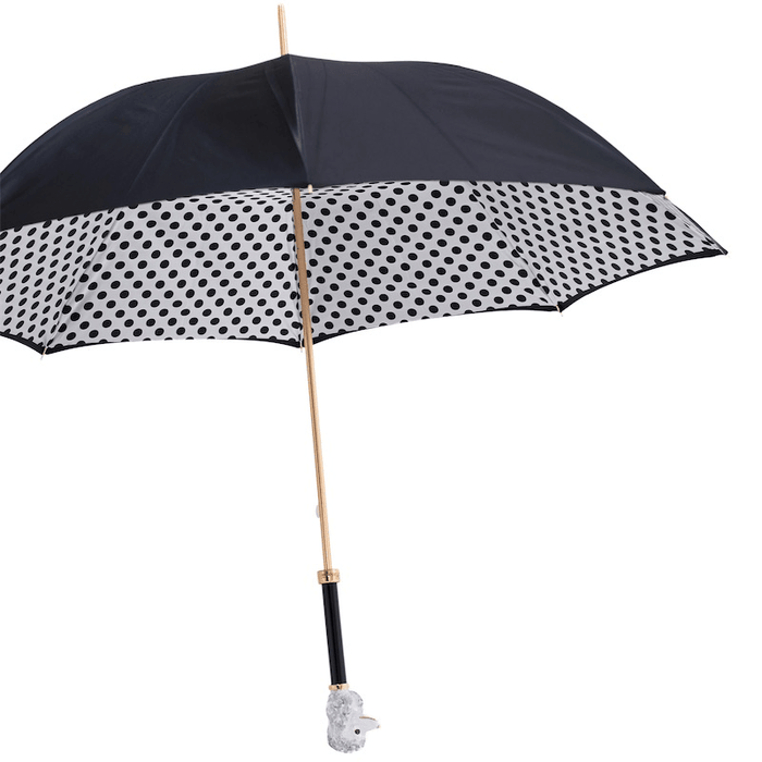 Poodle Print Black Umbrella with Dots for Her