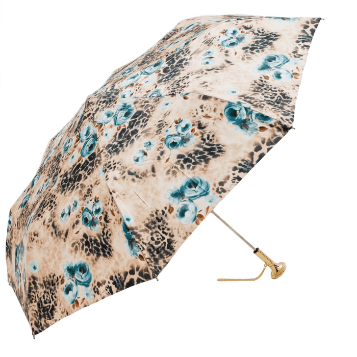 Luxury Leo Floral Golden Brass Stylish Folding Umbrella