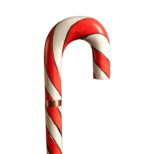 Wooden Candy Walking Cane Christmas, Hand Painted Red White