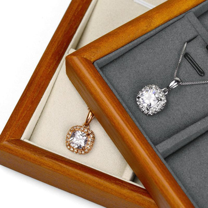 Square Wood Jewelry Storage Display Tray