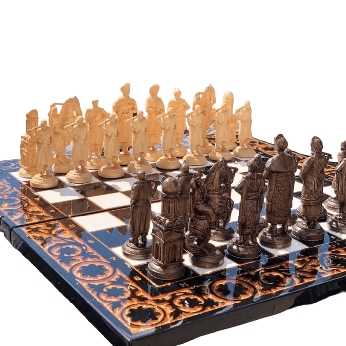 Luxury Black Acrylic Stone Chess Set, Backgammon Set 3 In 1