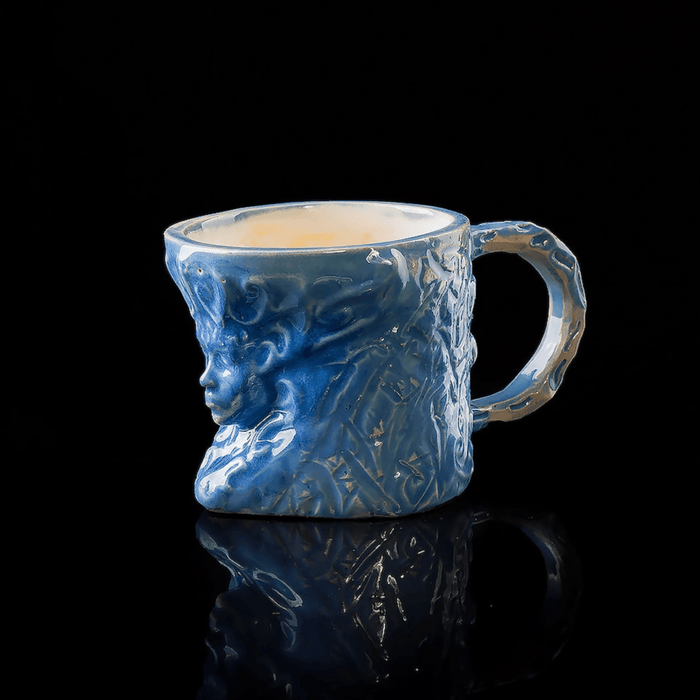 Ocean Blue Victorian-Style Handmade Ceramic Tea Cup