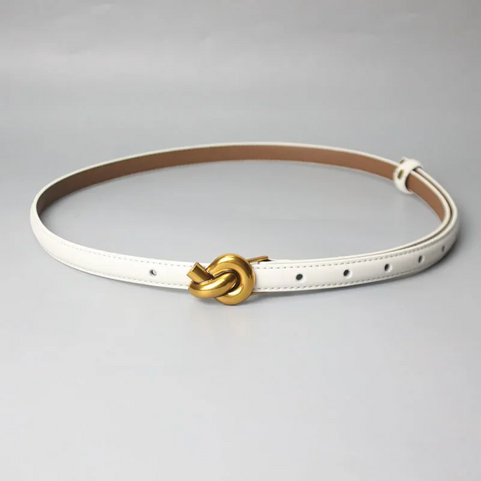 Chic Genuine Leather Women Fashion Belt Knot Buckle Waistband