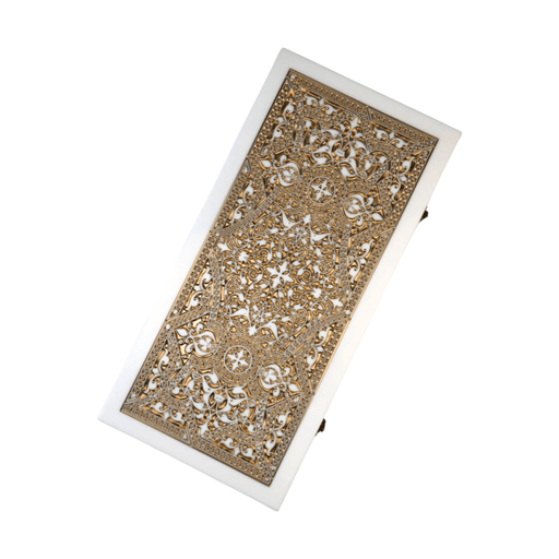 Luxury White Acrylic Stone Backgammon "Pattern" 60×30 cm