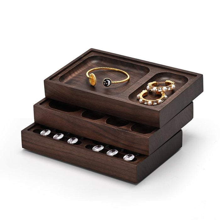 Stackable Walnut Wood Jewelry Display Tray