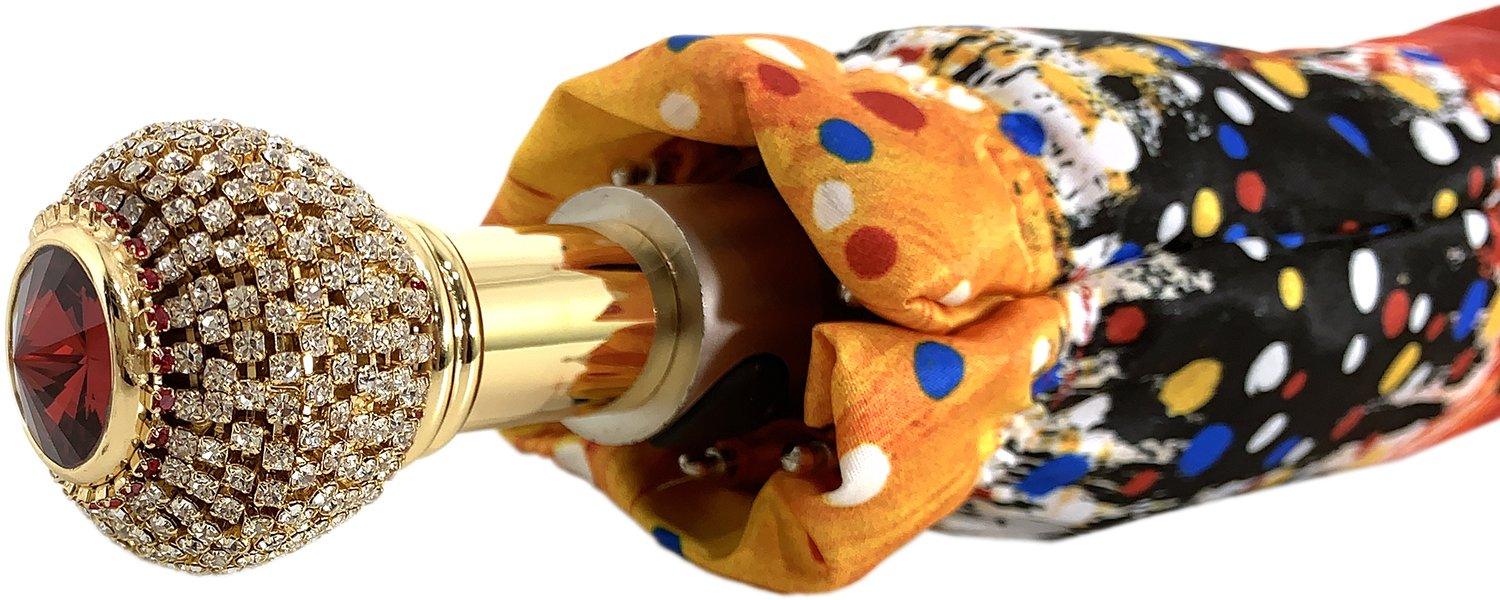 Red and Orange Exclusive Folding Umbrella with Chic Handle