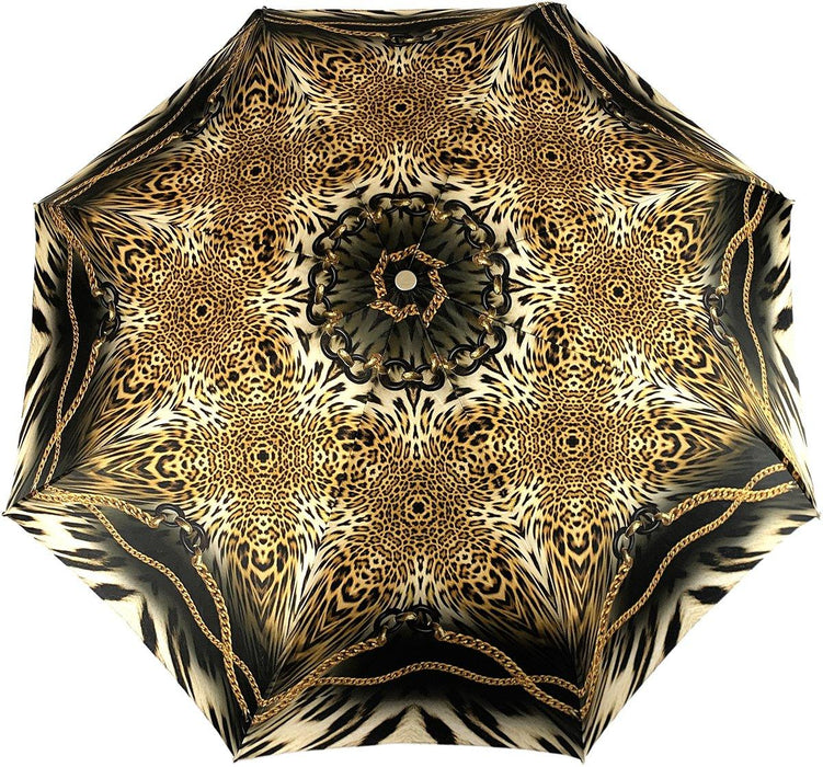 Leopard Print with Chains Folding Umbrella for Women
