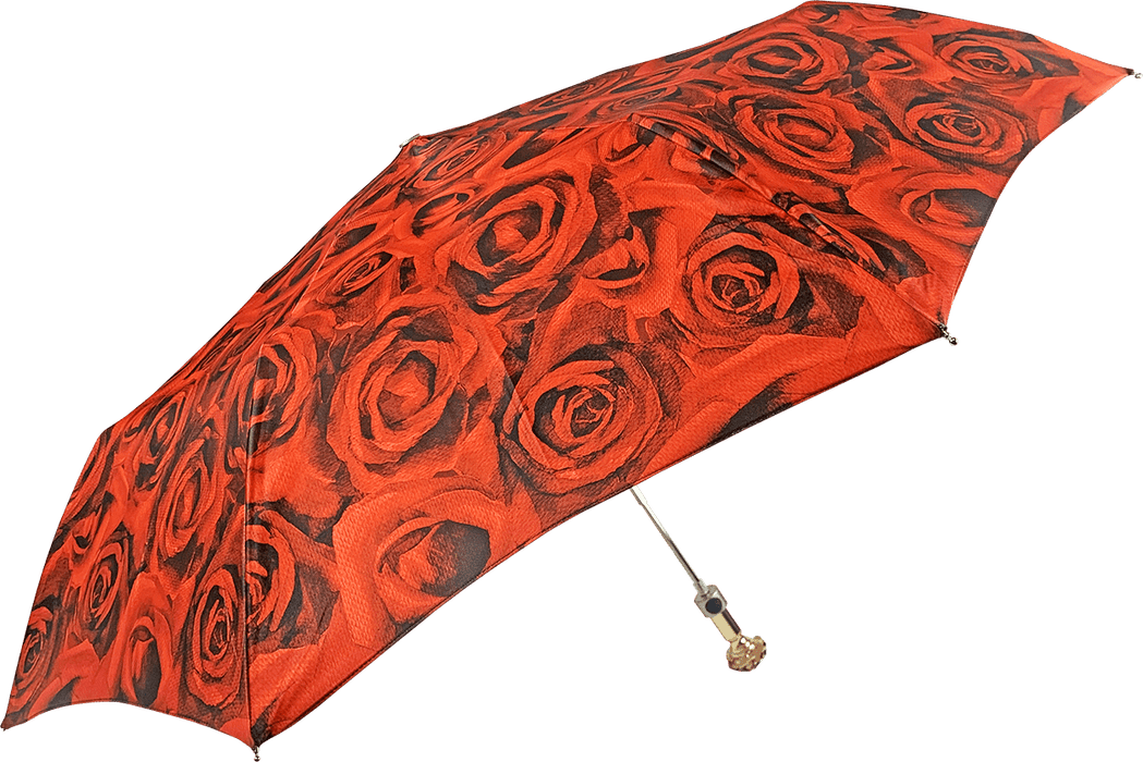 Romantic Folding Umbrella with 24K Gold-plated Rose Handle