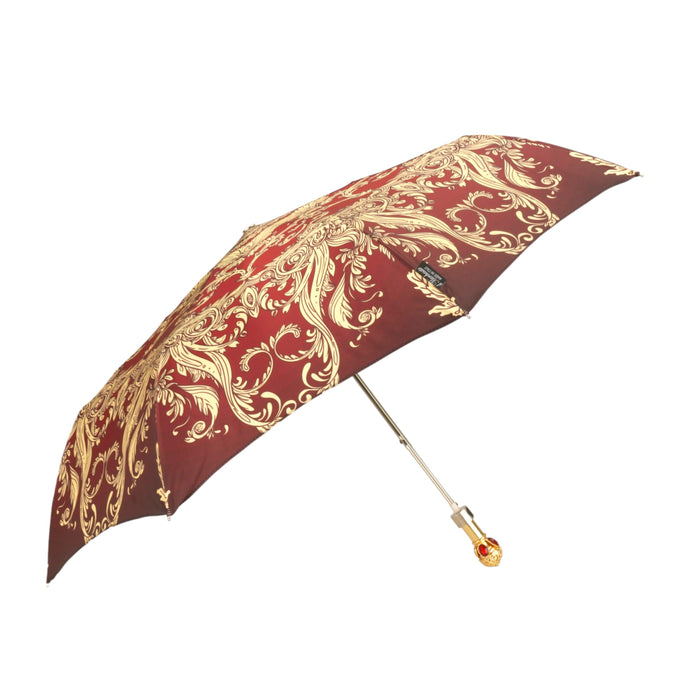 Unique Burgundy Crown Design Handle with Red Stones