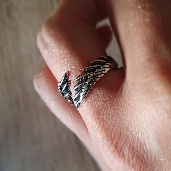 Unique Double Angel Wing Feather Ring