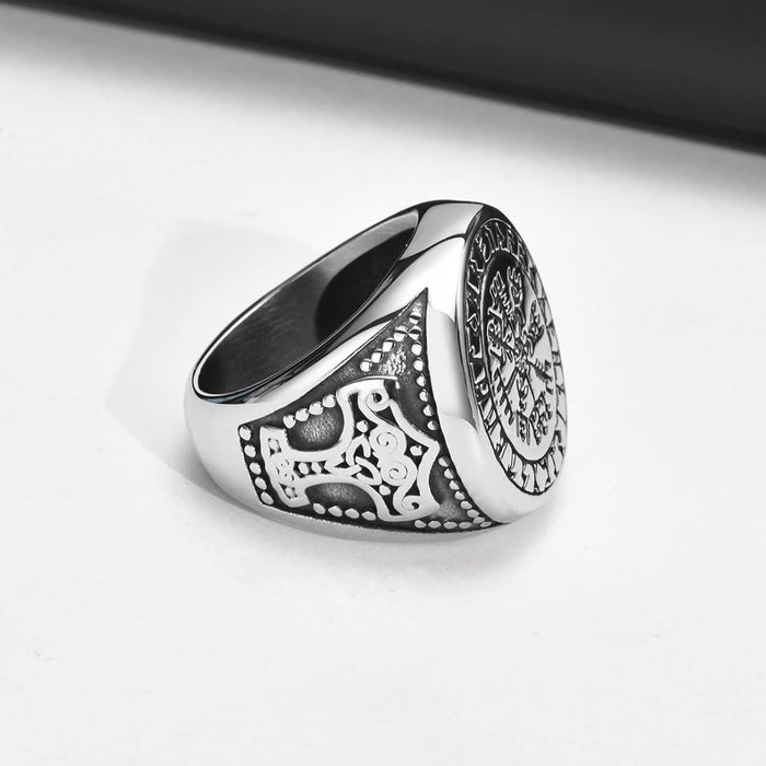 Nordic Odal Runes Engagement Ring 316L