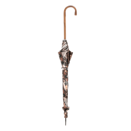 Tartan Floral Chestnut Handle Premium Parasol for Ladies