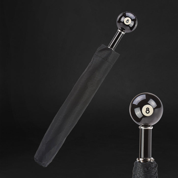 Unique Design Billiard Pool 8-Ball Black Folding Umbrella