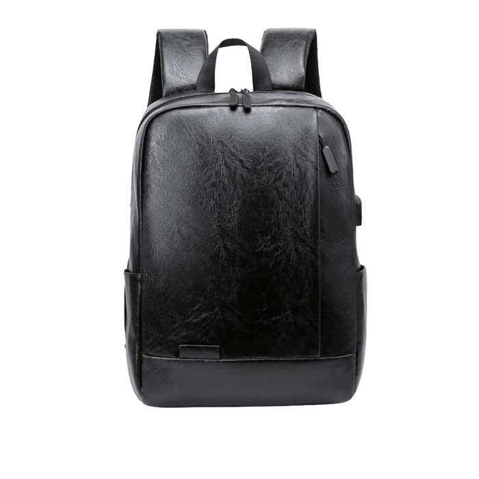 Leather Black Laptop Waterproof Usb Charging Backpack