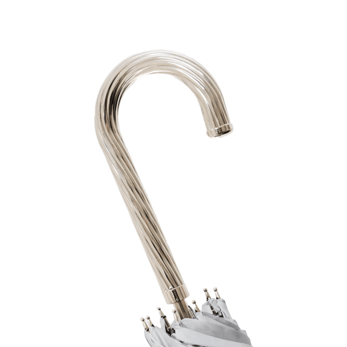 Silver Leopard Print Grey Pearl Handle Umbrella Stylish