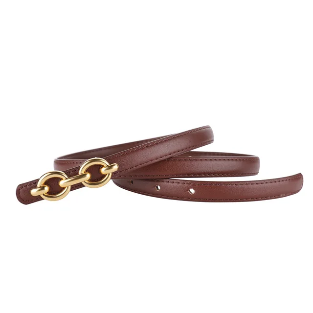 Genuine Leather Thin Strap Waist Belt for Women