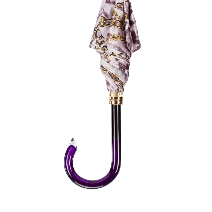 Purple Chains Print Umbrella with Unique Handle