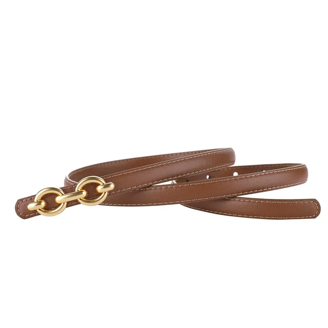 Genuine Leather Thin Strap Waist Belt for Women