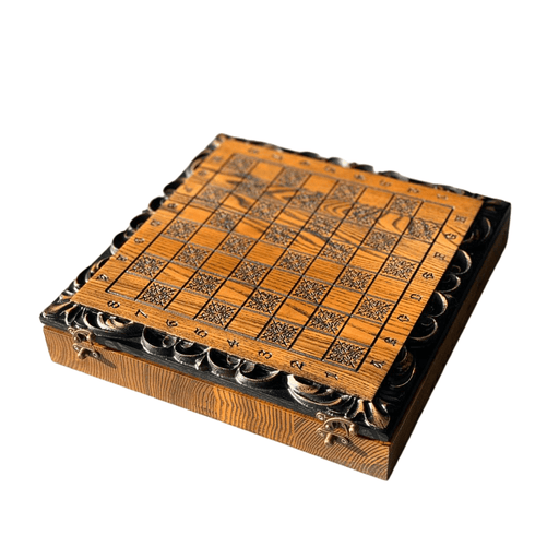 Handmade Woode Travel Chess Set, Checkers Set