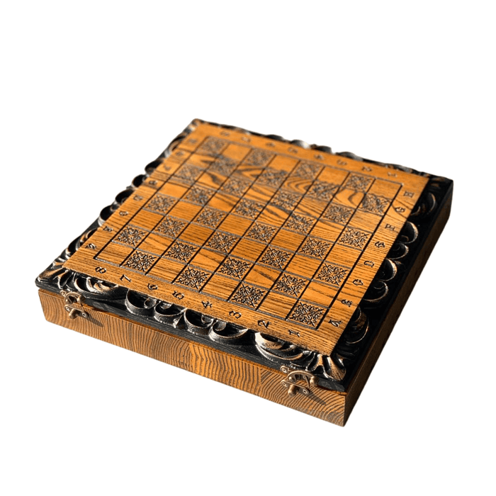 Handmade Woode Travel Chess Set, Checkers Set