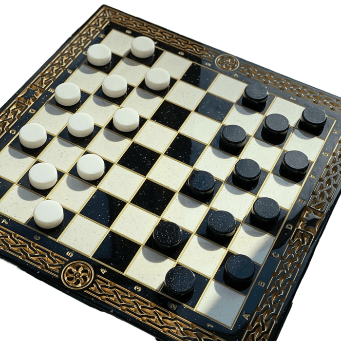 Luxury Black Acrylic Stone Chess Set, Stone Game Board