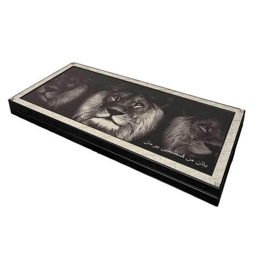 Unique Metal Backgammon "Trio of Lions", 60×30 cm