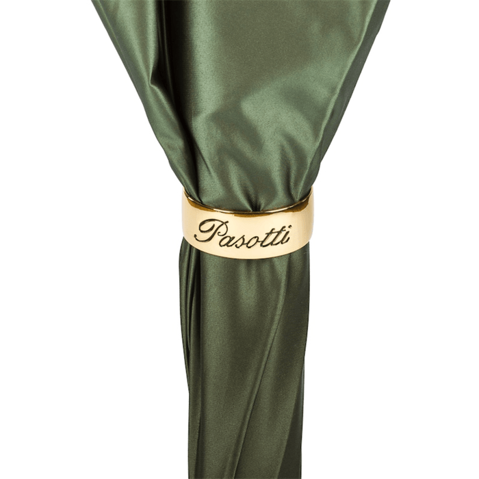Jeweled Brass Handle Double Cloth Olive Green Umbrella