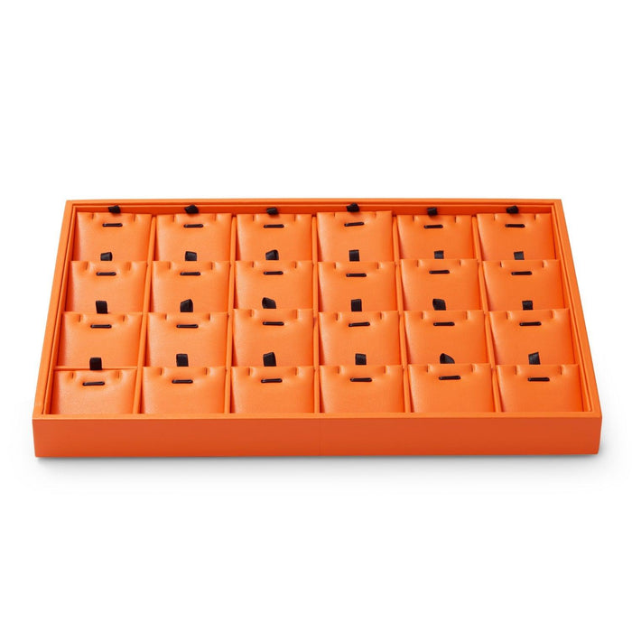 Orange Stackable PU Leather Jewelry Display Tray
