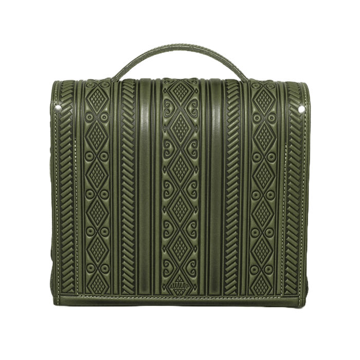 Olive Leather Satchel Genuine & Embossed Crossbody, Briefcase