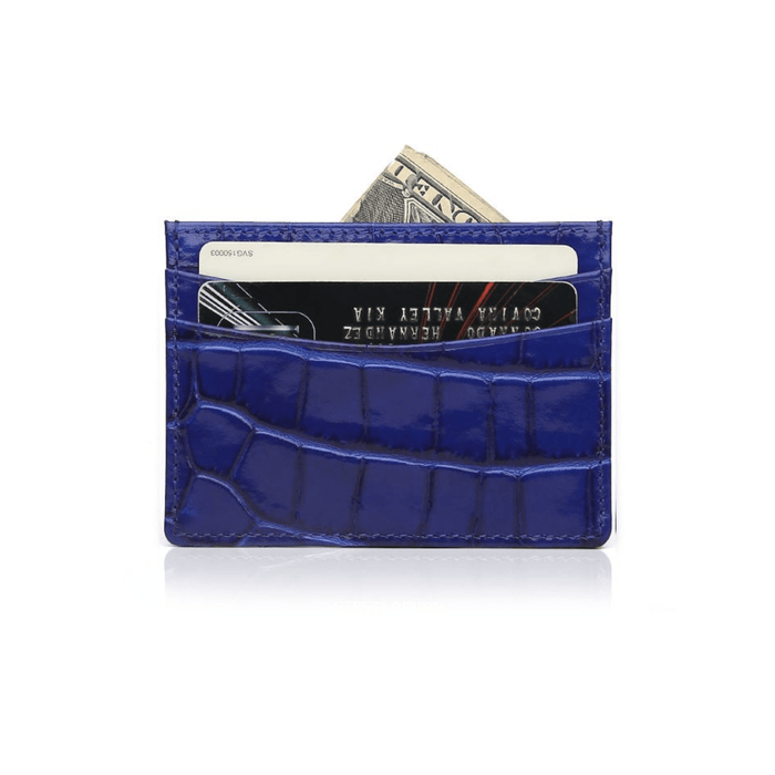 Luxury Leather Card Holder in Crocodile Pattern