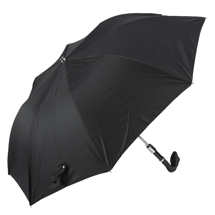 Rubberized Brass Snake Handle Black Folding Umbrella