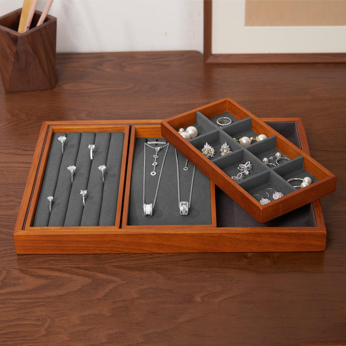 Multifunctional Activity Jewelry Set Tray Microfiber, Wood