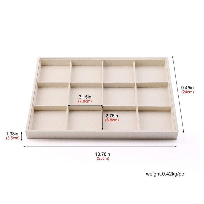 Linen Stackable Jewelry Display Tray with 12 Grids