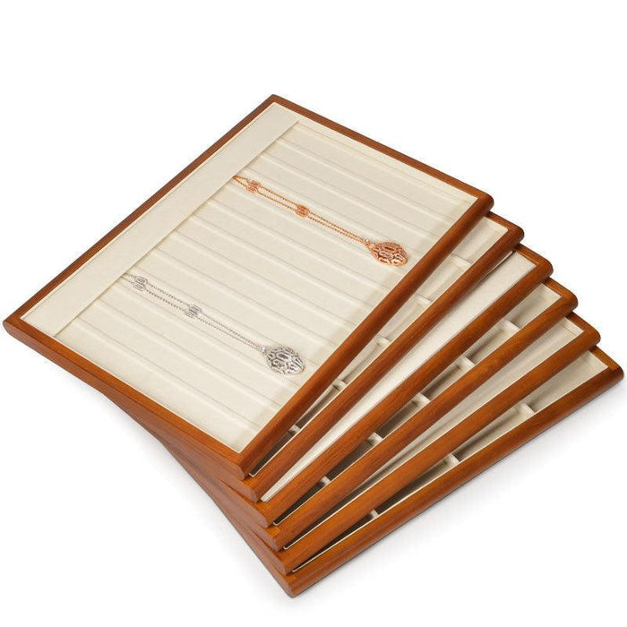 White Microfiber Wood Jewelry Display Tray Organizer