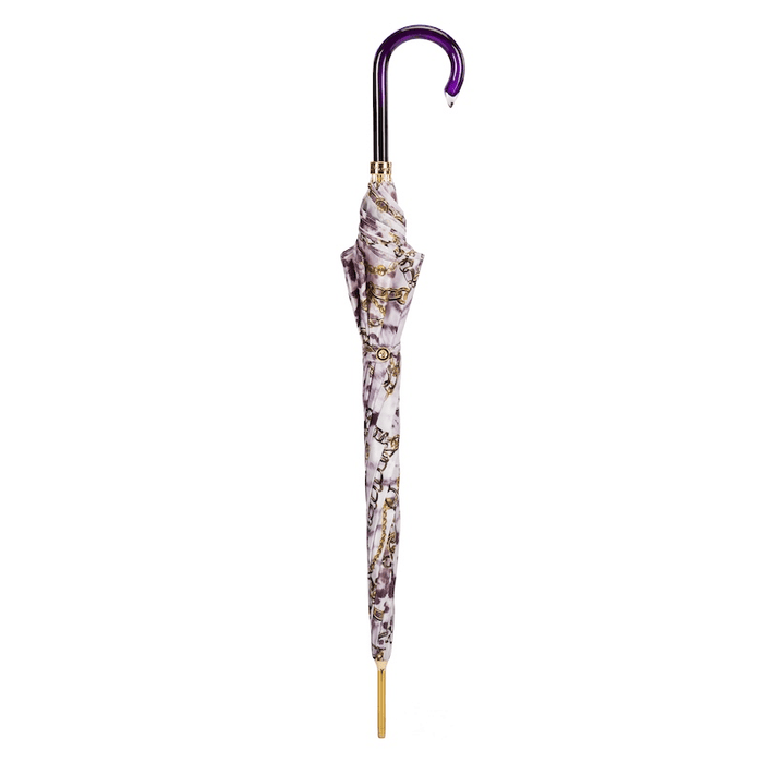 Purple Chains Print Umbrella with Unique Handle